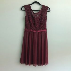 David’s Bridal Wine Bridesmaid Dress